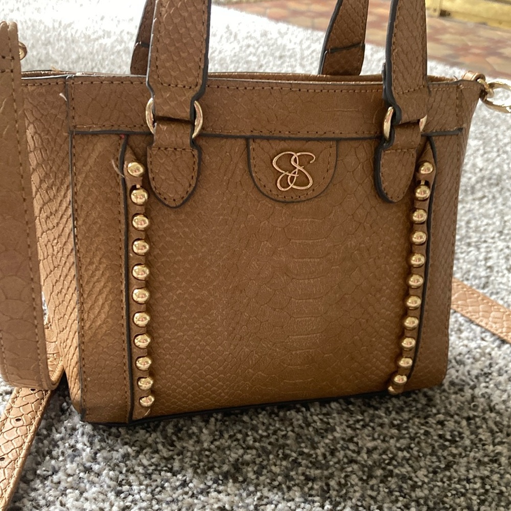Jessica Simpson Brown and Gold Shoulder Bag with Studded Details